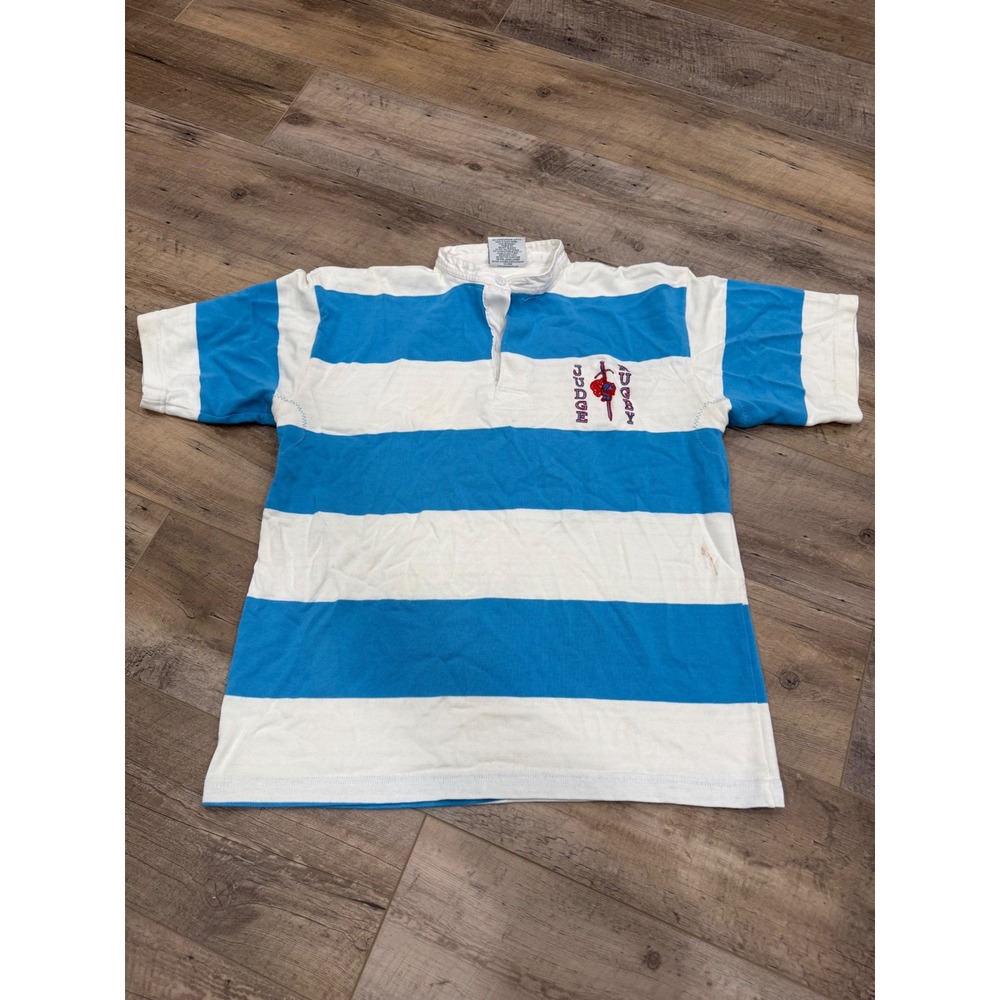 Barbarian Rugby Wear Blue White Striped Judge Rugby Jersey Shirt Mens Large 12